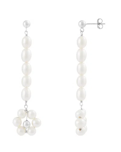 Splendid Pearls Silver 5mm Pearl Earrings In Metallic