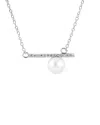 Splendid Pearls Dnu 0 Units Sold  Silver 6-6.5mm Freshwater Pearl & Cz Pendant Necklace