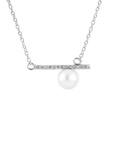 Splendid Pearls Dnu 0 Units Sold  Silver 6-6.5mm Freshwater Pearl & Cz Pendant Necklace