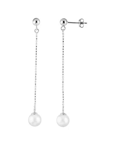 Splendid Pearls Silver 6-7mm Akoya Pearl Earrings