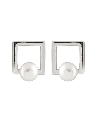 Splendid Pearls Silver 6-7mm Freshwater Pearl Earrings In Metallic