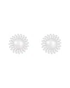 Splendid Pearls Silver 6.57-mm Pearl Cz Earrings