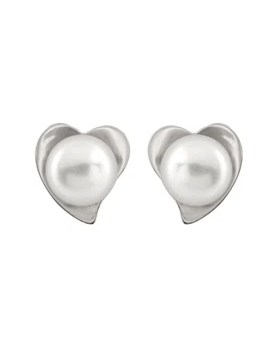 Splendid Pearls Silver 6.5-7mm Freshwater Pearl Studs In Neutral