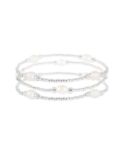 Splendid Pearls Silver 6mm Pearl Bracelet In Metallic