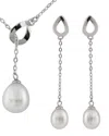 Splendid Pearls Silver 7-7.5mm Freshwater Pearl Necklace & Drop Earrings Set