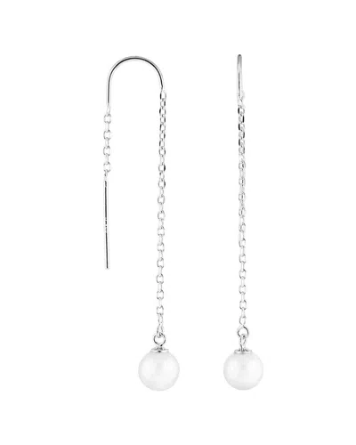 Splendid Pearls Silver 7-8mm Akoya Pearl Earrings