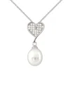 Splendid Pearls Silver 7-8mm Freshwater Pearl & Cz Pendant Necklace