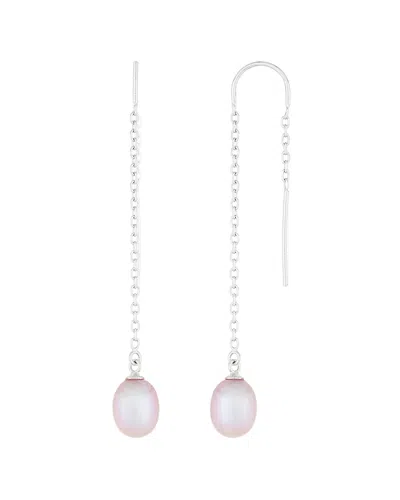 Splendid Pearls Silver 7-8mm Freshwater Pearl Earrings