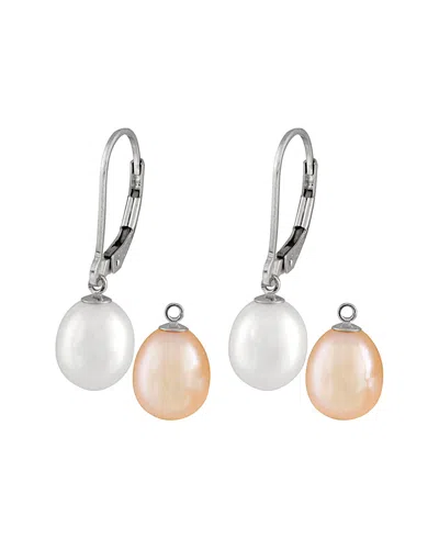 SPLENDID PEARLS SPLENDID PEARLS SILVER 7-8MM FRESHWATER PEARL EARRINGS
