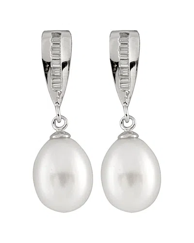 Splendid Pearls Rhodium Over Silver 7-8mm Pearl Earrings