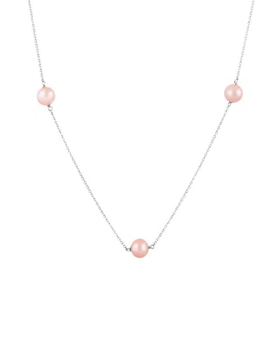 Splendid Pearls Silver 7-8mm Freshwater Pearl Stationed Necklace
