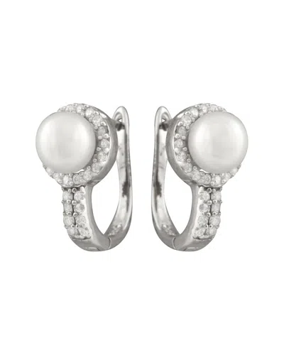 SPLENDID PEARLS SPLENDID PEARLS SILVER 7-8MM PEARL CZ EARRINGS