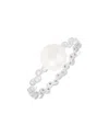 Splendid Pearls Silver 7-8mm Pearl Cz Ring