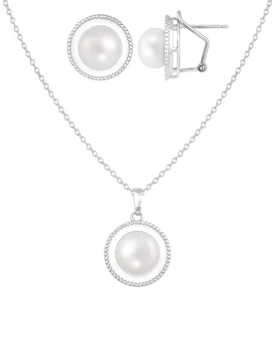Splendid Pearls Silver 7-8mm Pearl Set In Metallic