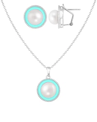 Splendid Pearls Silver 7-8mm Pearl Set In Metallic