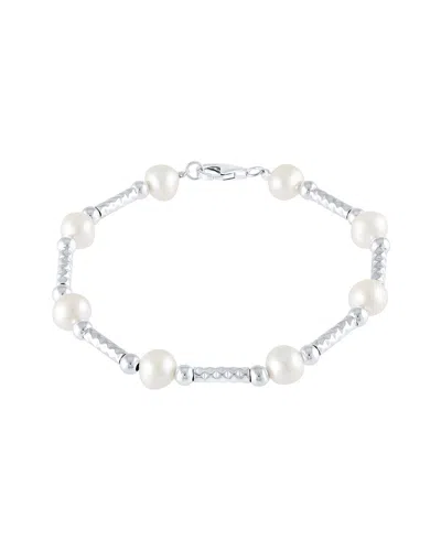 Splendid Pearls Silver 7-8mmmm Pearl Bracelet In White