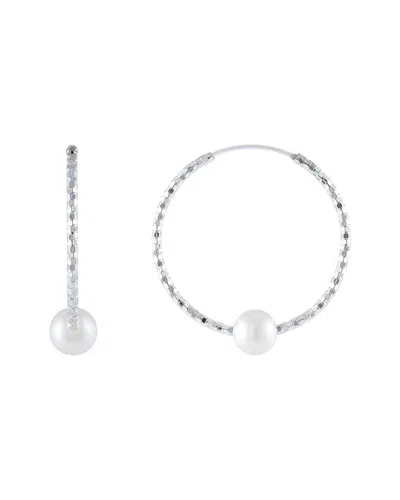 Splendid Pearls Silver 7-8mmmm Pearl Earrings In Metallic