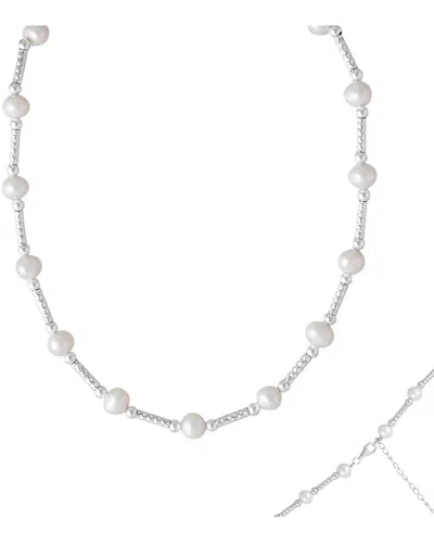 Splendid Pearls Silver 7-8mmmm Pearl Necklace In Metallic