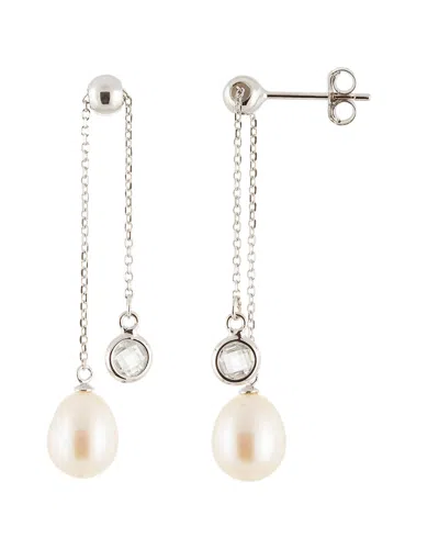 Splendid Pearls Silver 7.5-8mm Cultured Freshwater Pearl Earrings