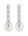 Splendid Pearls Silver 7.5-8mm Freshwater Pearl & Cz Drop Earrings