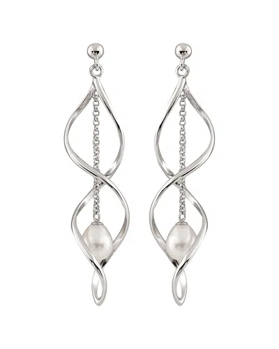 Splendid Pearls Silver 7.5-8mm Freshwater Pearl Earrings