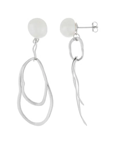 Splendid Pearls Silver 7.5-8mm Freshwater Pearl Earrings