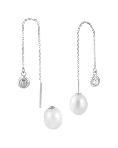 Splendid Pearls Silver 7.5-8mm Freshwater Pearl Earrings