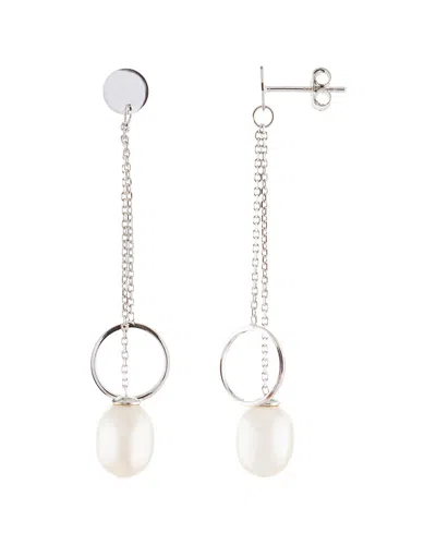 Splendid Pearls Silver 7.5-8mm Freshwater Pearl Earrings In Metallic