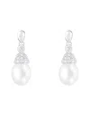 Splendid Pearls 7.5-8mm Pearl Cz Dangle Earrings