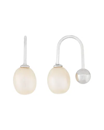 Splendid Pearls Silver 7.5-8mm Freshwater Pearl Earrings