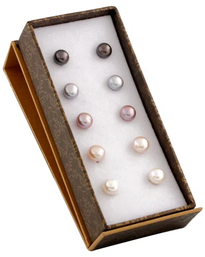 Splendid Pearls Silver 7-8mm Freshwater Pearl Earrings In Multi