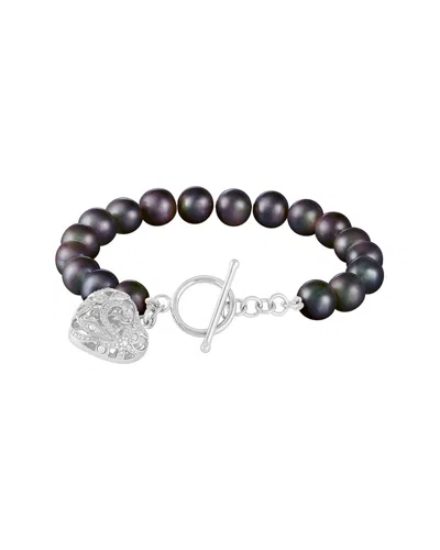 Splendid Pearls Silver 7-8mm Pearl Bracelet In Green