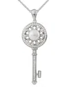 Splendid Pearls Silver 7mm Pearl Cz Pendant In Silver