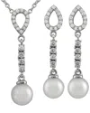 Splendid Pearls Silver 7mm Pearl Cz Set In Metallic