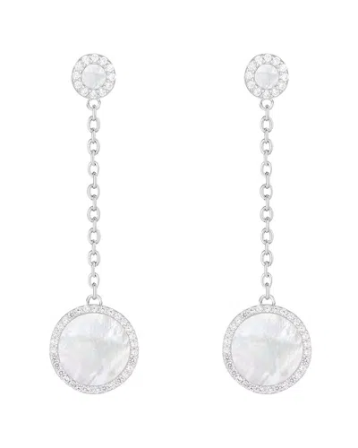 Splendid Pearls Silver 7x7mm Pearl Cz Earrings In White