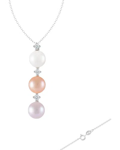 Splendid Pearls Silver 8-8.5mmmm Pearl Cz Pendant In Metallic