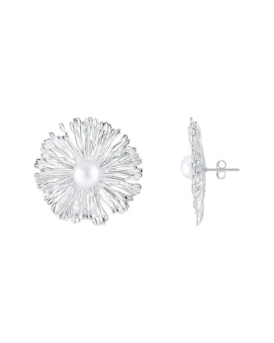 Splendid Pearls Silver 8-8.5mmmm Pearl Earrings In White