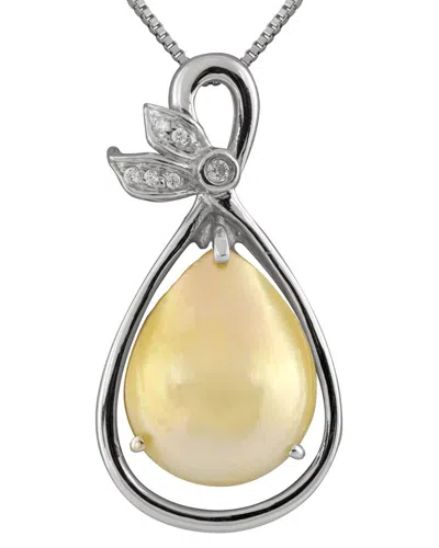 Splendid Pearls Silver 8-9mm Pearl Cz Pendant In Metallic
