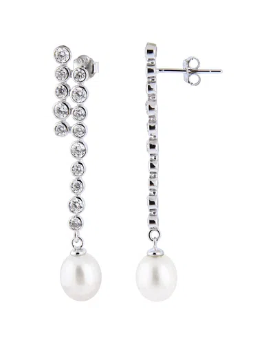 Splendid Pearls Silver 8-8.5mm Freshwater Pearl Earrings