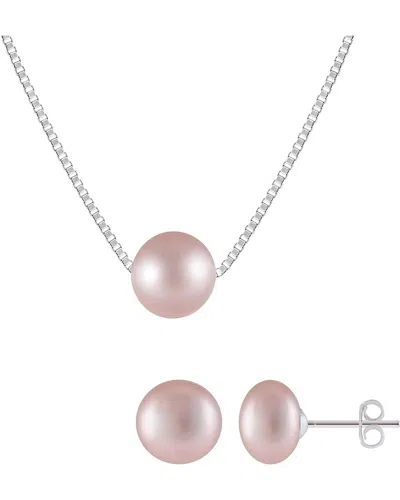 Splendid Pearls Silver 8-8.5mm Pearl Earrings/pendant In Pink
