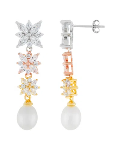 Splendid Pearls Silver 8-9mm Freshwater Pearl Earrings
