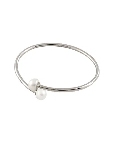 Splendid Pearls Silver 8-9mm Pearl Double Flex Bangle Bracelet