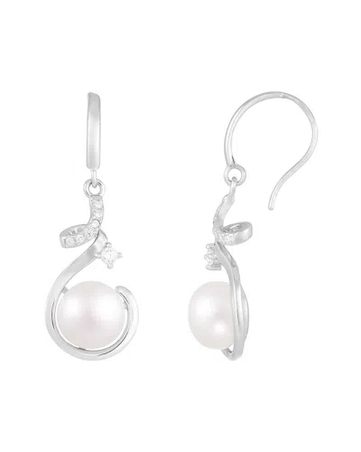 SPLENDID PEARLS SPLENDID PEARLS SILVER 8MM PEARL CZ EARRINGS