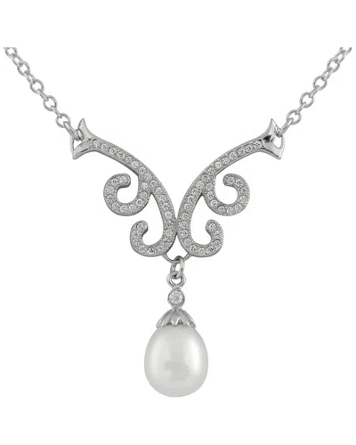 SPLENDID PEARLS SPLENDID PEARLS SILVER 8MM PEARL CZ PENDANT
