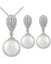Splendid Pearls Silver 8mm Pearl Cz Set In Metallic