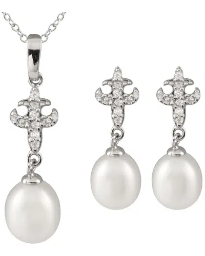 SPLENDID PEARLS SPLENDID PEARLS SILVER 8MM PEARL CZ SET
