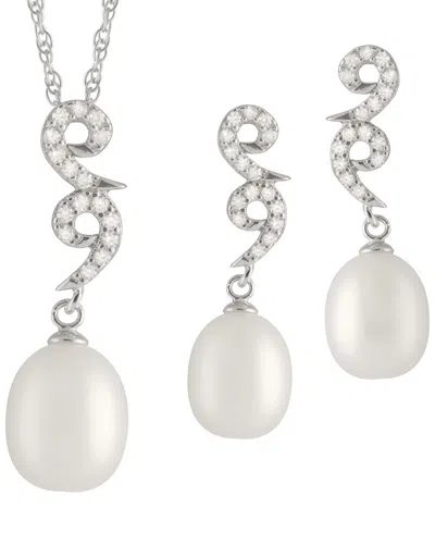 SPLENDID PEARLS SPLENDID PEARLS SILVER 8MM PEARL CZ SET