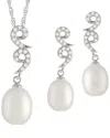 Splendid Pearls Silver 8mm Pearl Cz Set In Neutral