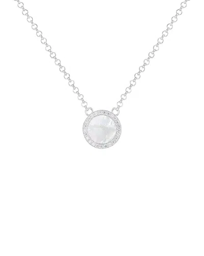 Splendid Pearls Silver 8x8mm Pearl Cz Necklace