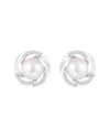 Splendid Pearls Silver 9-10mm Pearl Cz Earrings